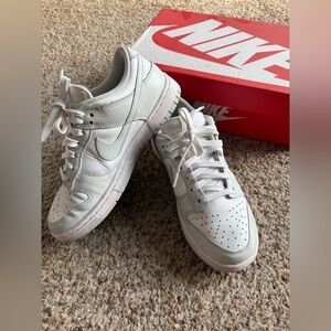 Womens 8 Nike Dunk Low in white/photon dust-white